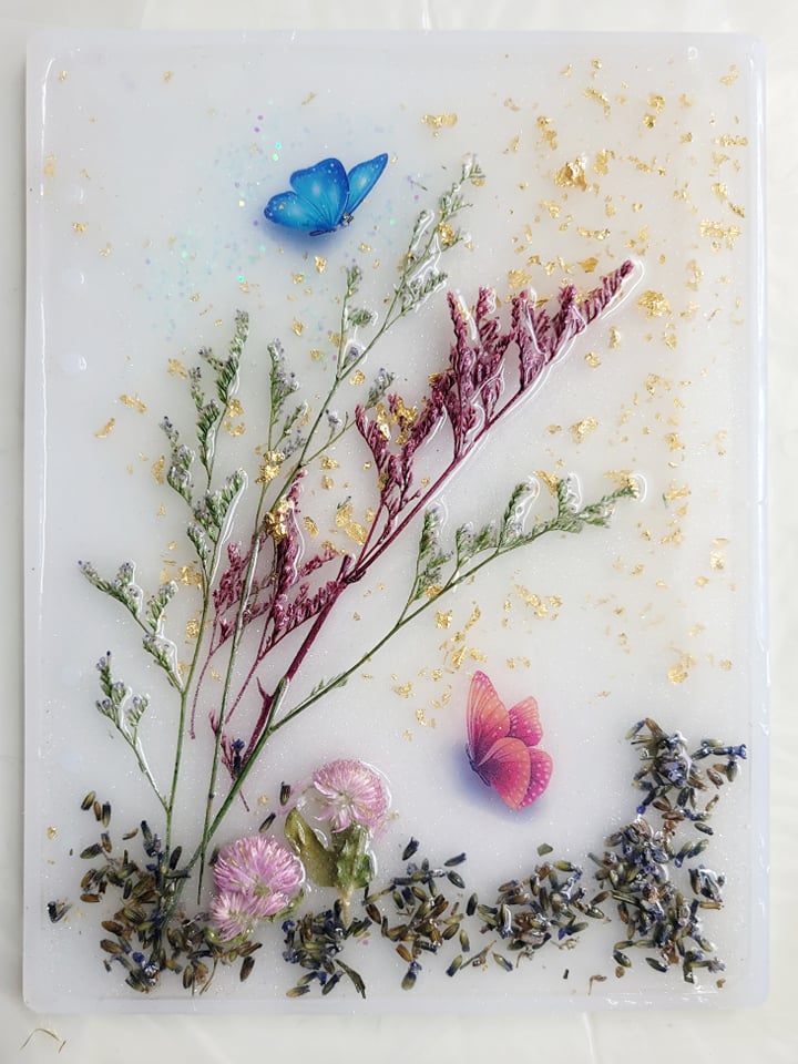 Resin Journal Covers with Dried Flowers, Butterflies & Gold Leaf –