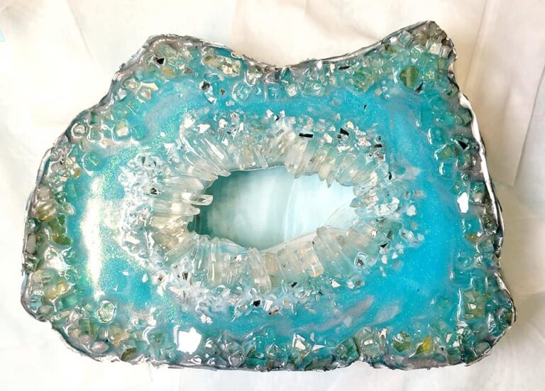 Resin Geode with Quartz Crystals
